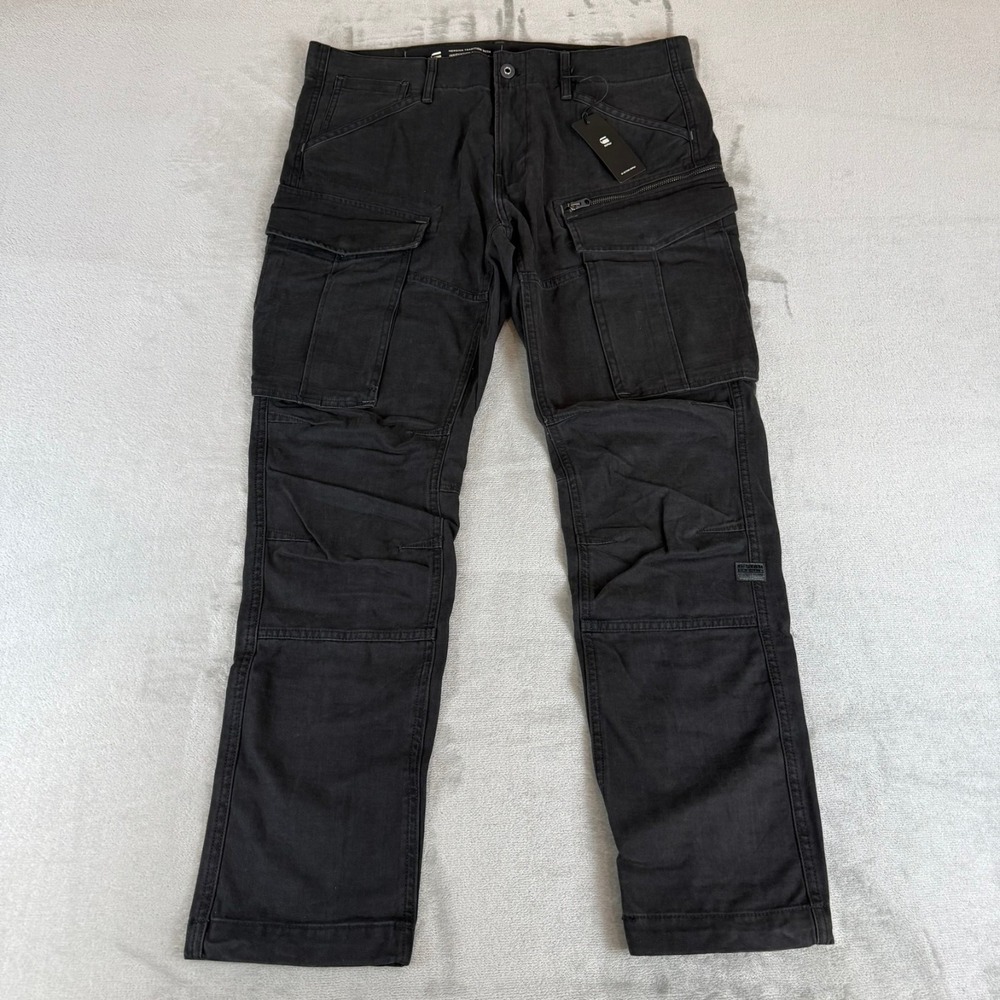 G-Star Raw Rovic Zip 3D Cargo Pants Mens 36x32 Black Gower Slub Twill $180 NWT